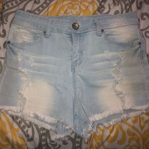 High-rise denim shorts